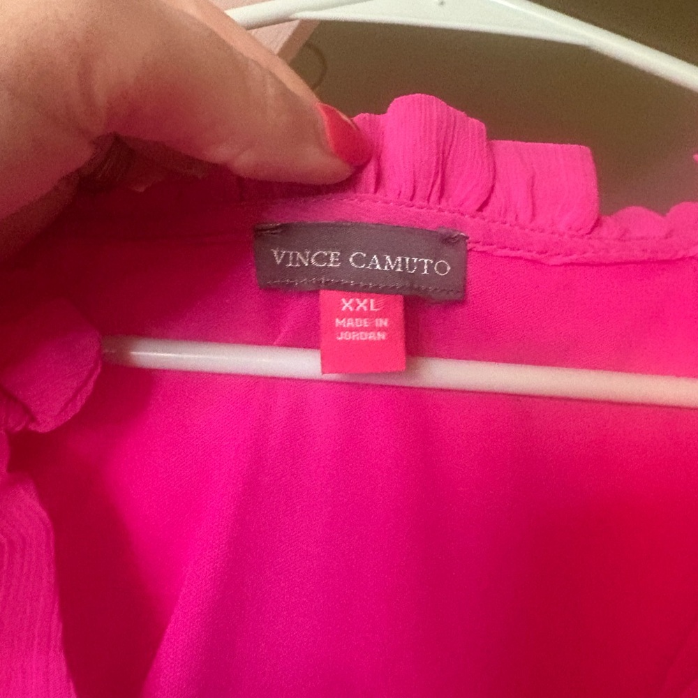 Vince Camuto Fuchsia Tiered V-Neck Dress